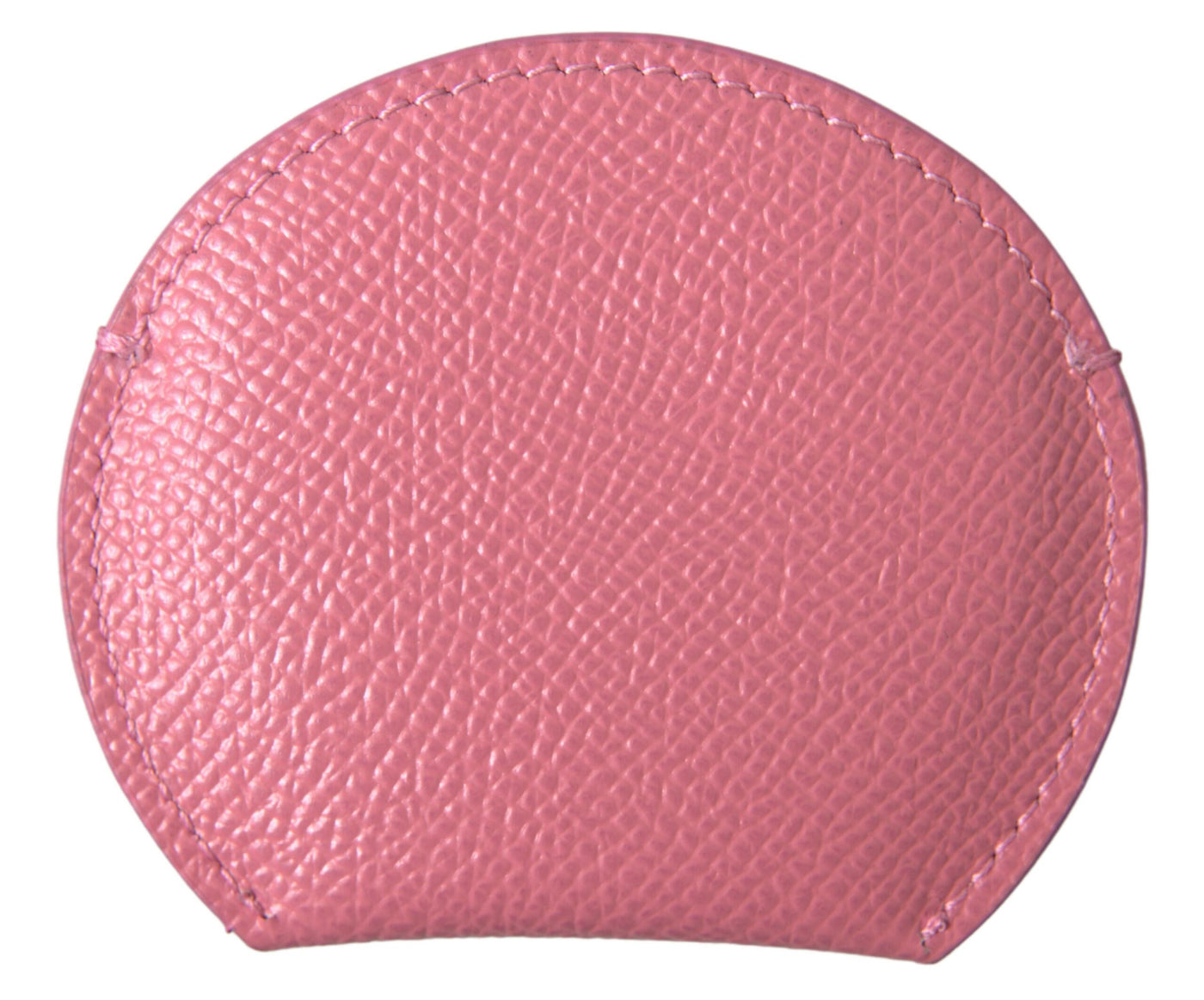 Pink Calfskin Leather Round Logo Print Hand Mirror Holder