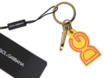 Yellow Rubber DG Logo Gold Brass Metal Keyring Keychain