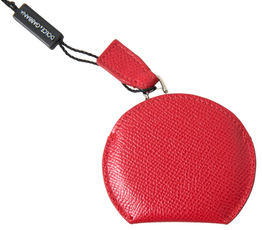 Red Calfskin Leather Hand Mirror Holder