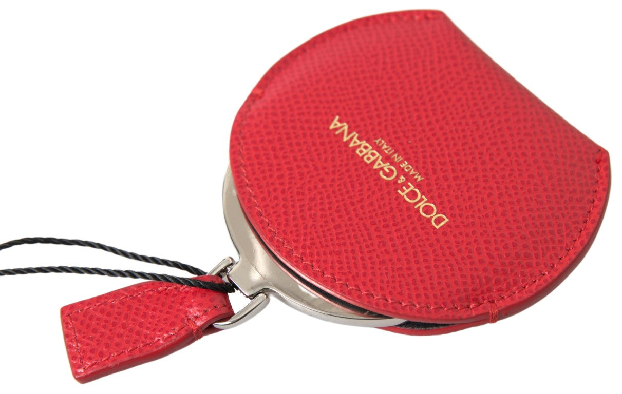 Red Calfskin Leather Hand Mirror Holder