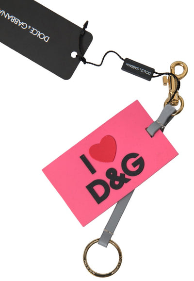 Pink Silicone DG Logo Gold Brass Keyring Women Keychain