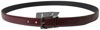 Bordeaux Leather Silver Metal Buckle Belt