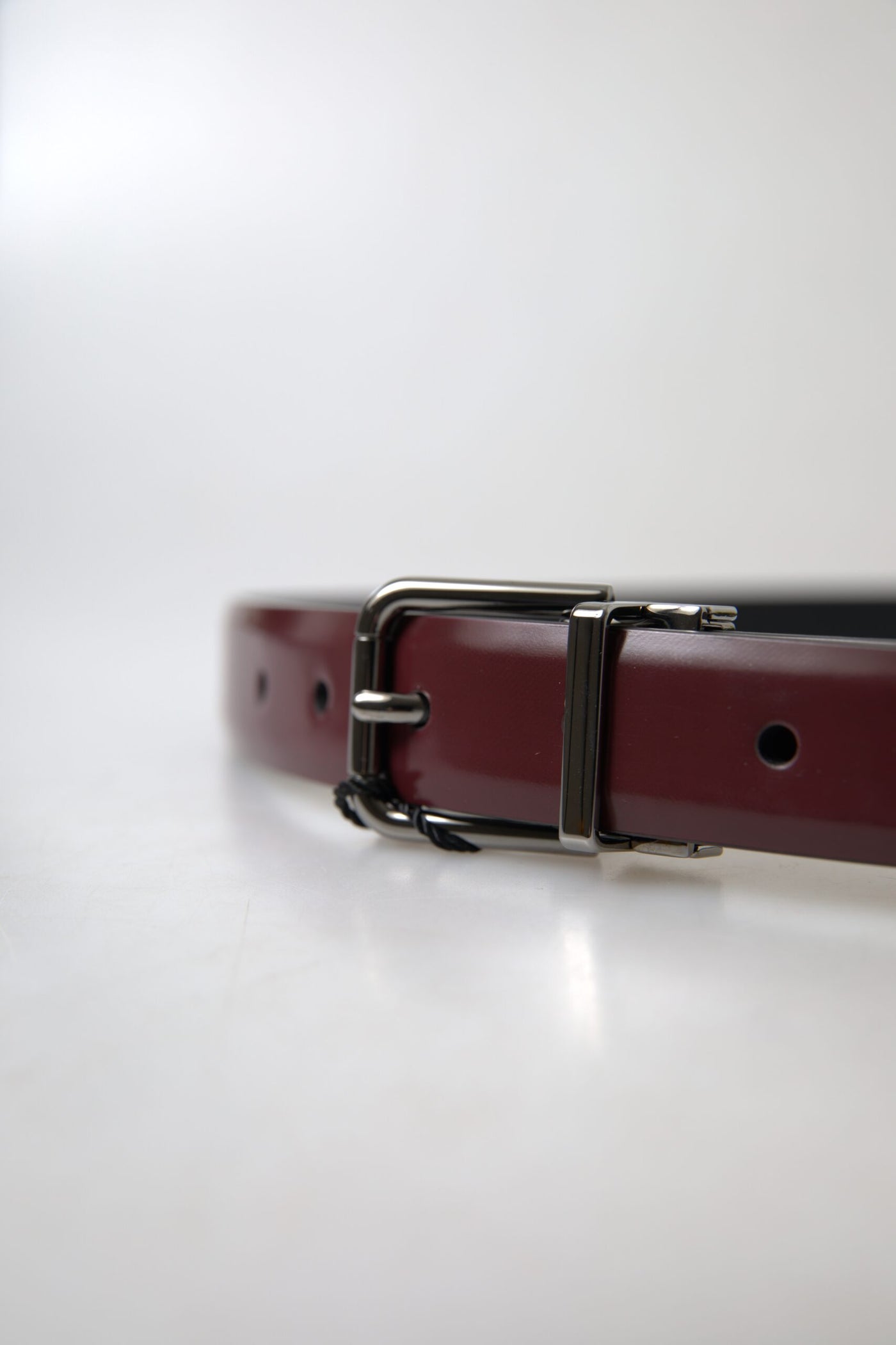 Bordeaux Leather Silver Metal Buckle Belt