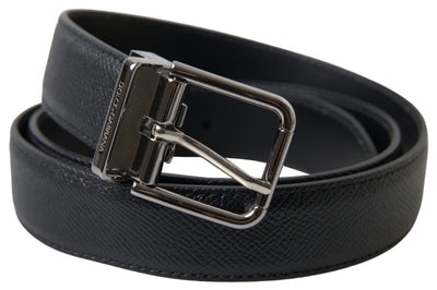 Black Leather Silver Metal Buckle Women Belt