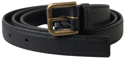 Black Leather Gold Metal Buckle Men Belt