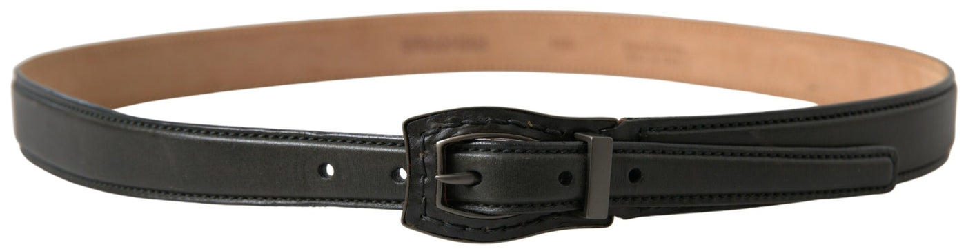 Black Leather Metal Buckle Cintura Belt