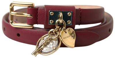 Bordeaux Leather Embellished Buckle Belt