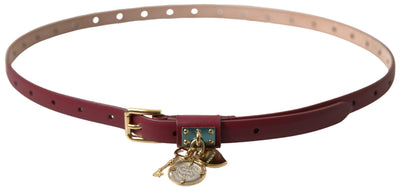 Bordeaux Leather Embellished Buckle Belt