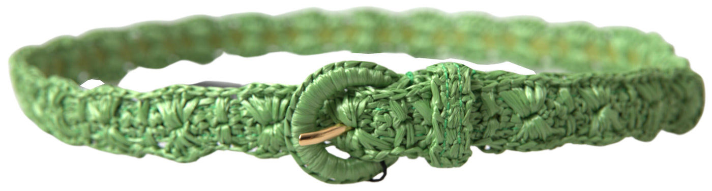 Green Viscose Weaved Skinny Waist Belt