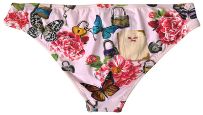 Pink Floral Butterfly Two Piece Beachwear Bikini