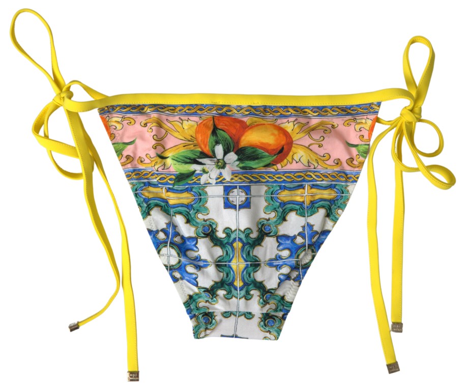 Multicolor Majolica Print Bottom Beachwear Bikini