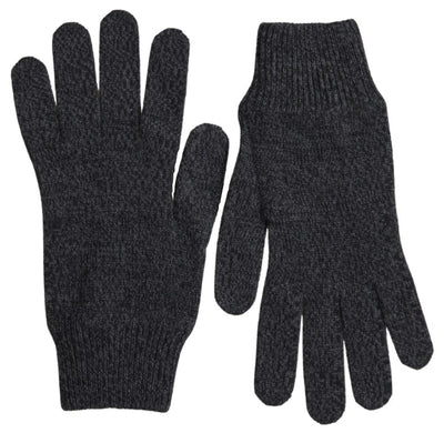 Gray Virgin Wool Knit Hands Mitten Men Gloves