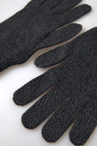 Gray Virgin Wool Knit Hands Mitten Men Gloves