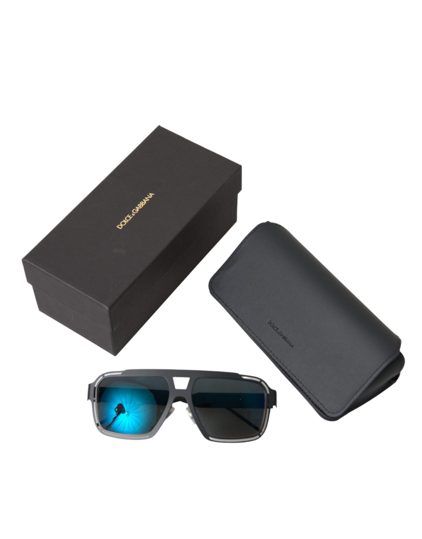 Matte Black DG2270 Logo Navigator Metal Frame Sunglasses