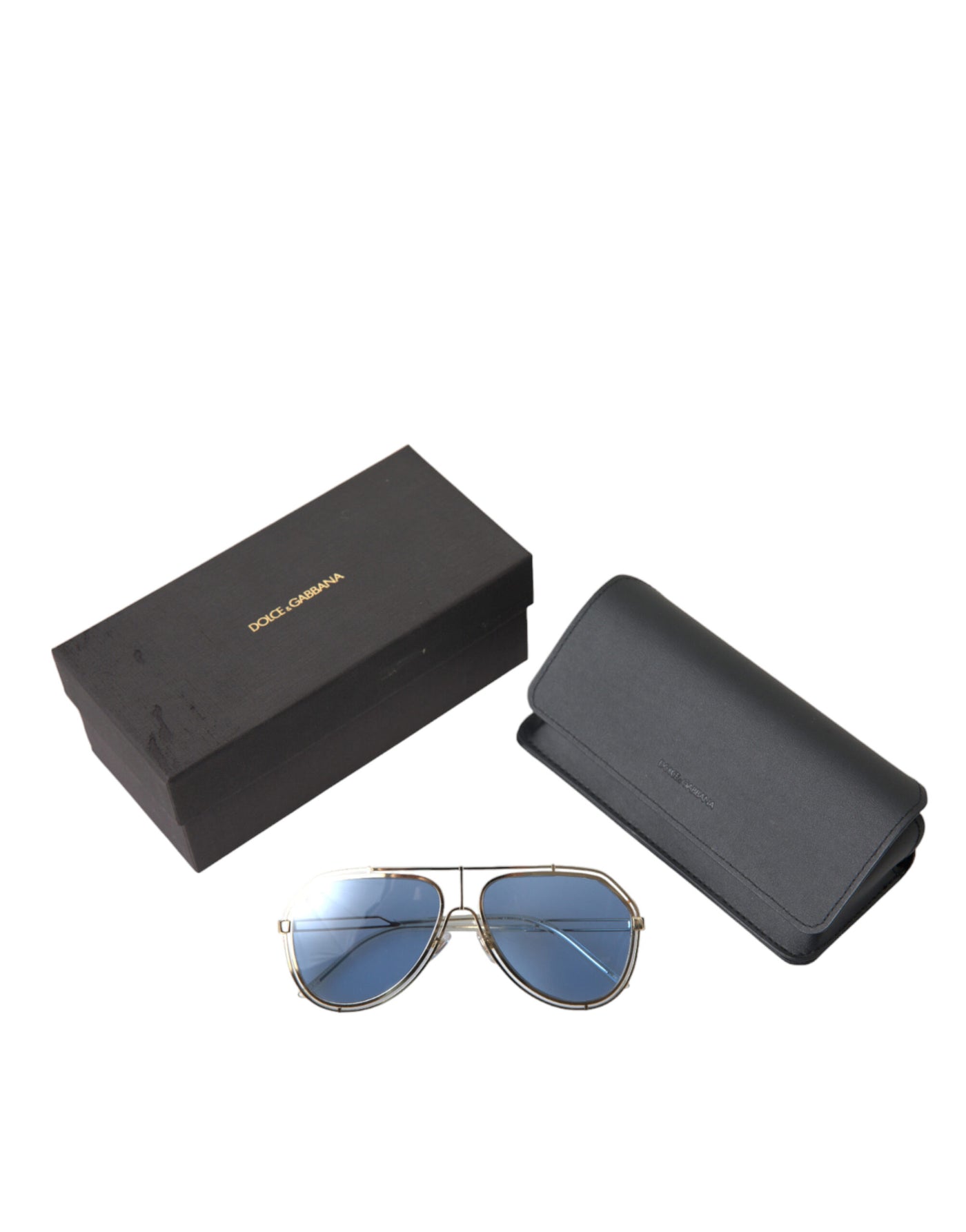 Gold Metal Frame Blue Lenses DG2176 Aviator Sunglasses