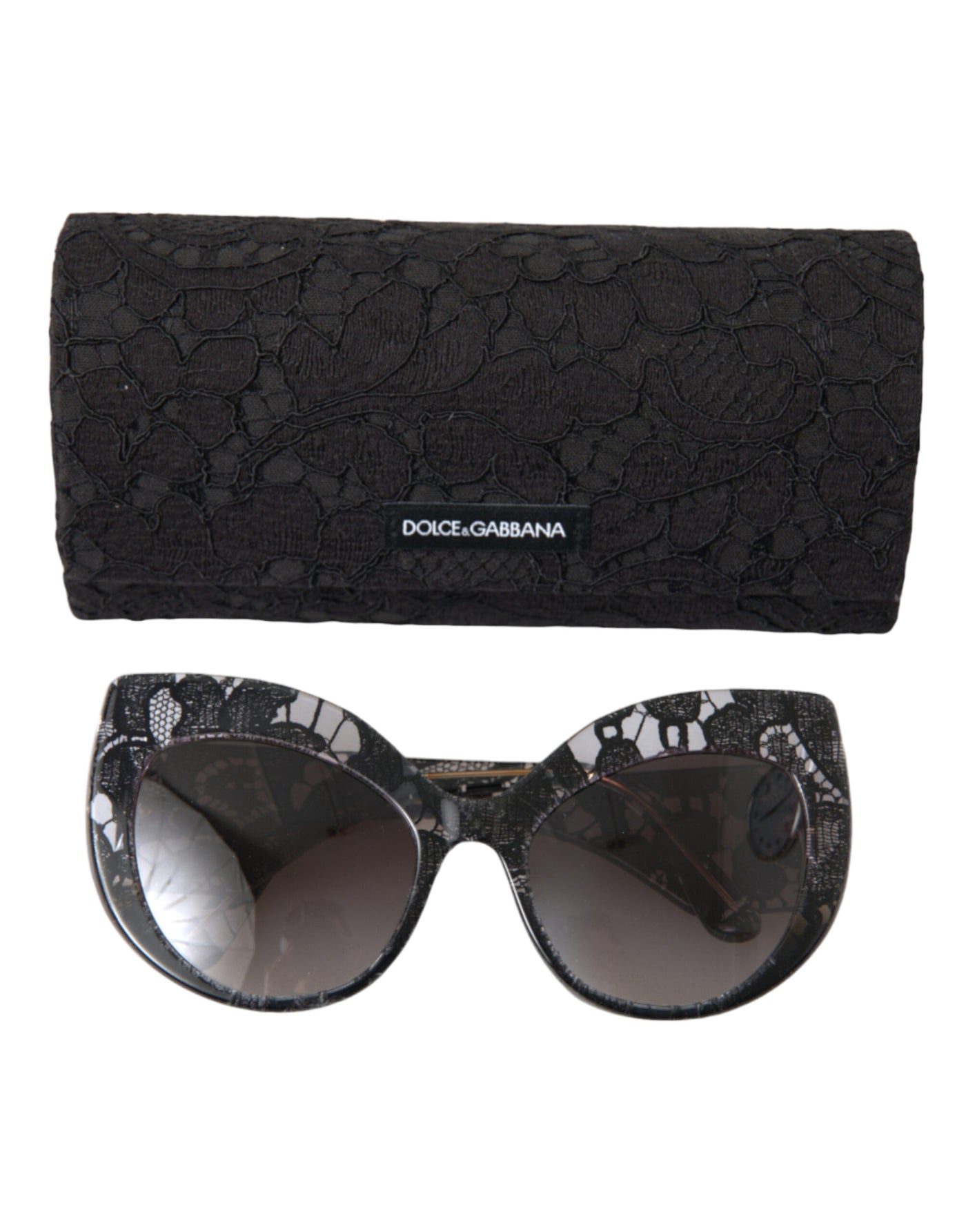 Black Lace Acetate Cat Eye Gray Lens DG4321F Sunglasses