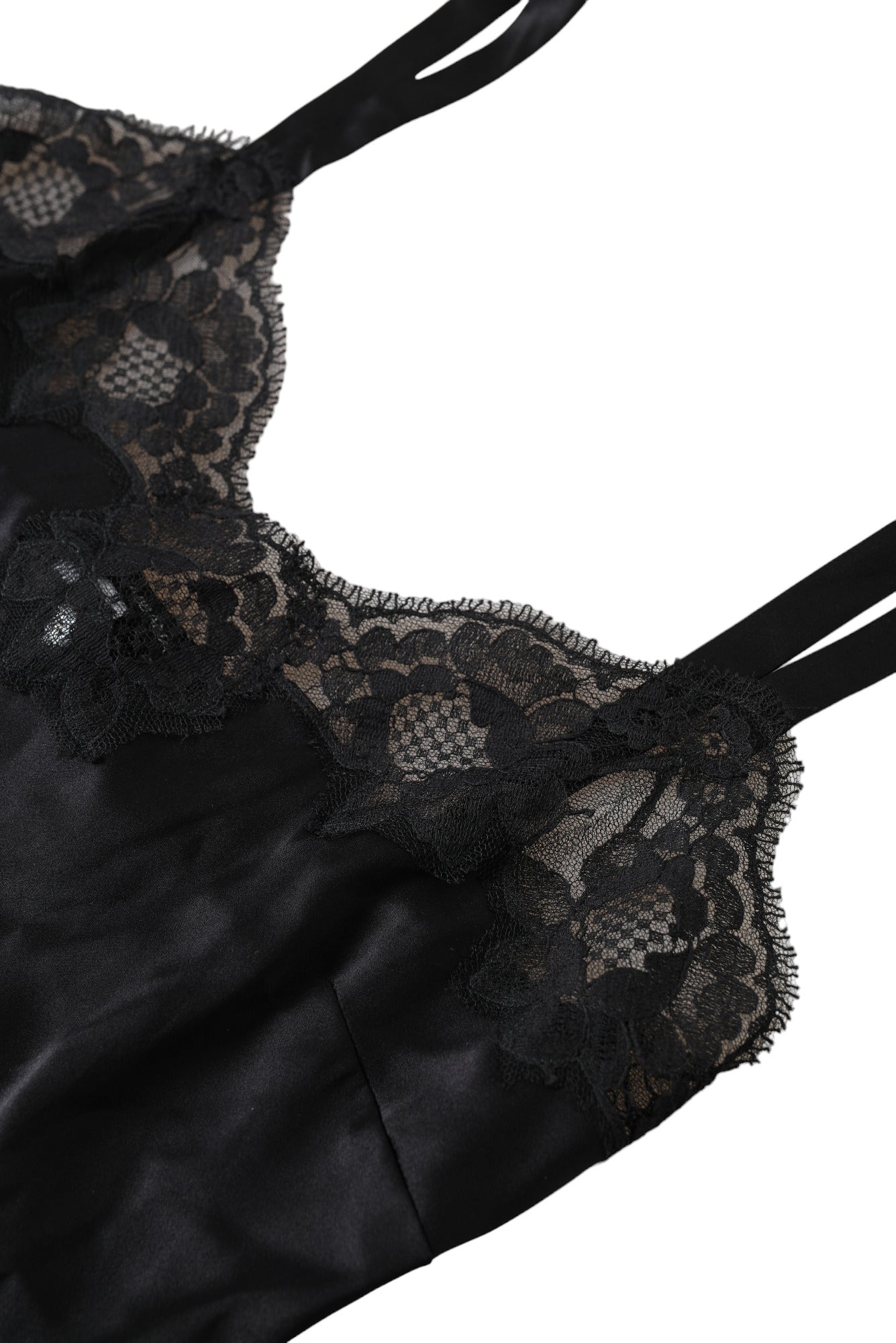 Black Lace Silk Sleepwear Camisole Top Underwear