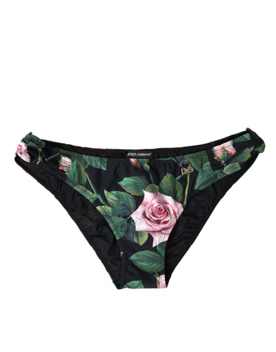 Black Floral Swimwear Bottom Beachwear Bikini