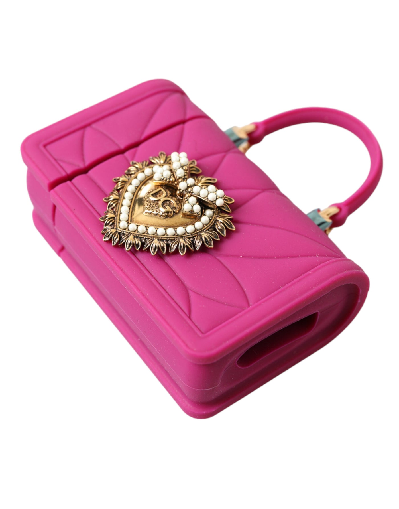 Pink Silicone Devotion Heart Bag Gold Chain Airpods Case