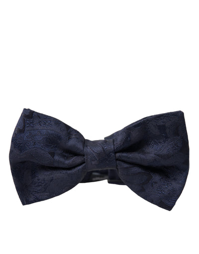 Blue Silk Adjustable Neck Men Papillon Bow Tie