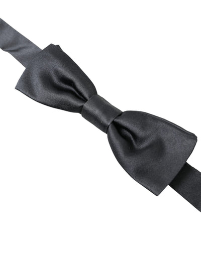 Dark Gray Silk Adjustable Neck Men Papillon Bow Tie