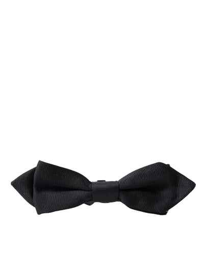 Black Solid Silk Adjustable Neck Papillon Bow Tie