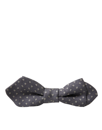 Gray Polka Dots Silk Adjustable Neck Papillon Bow Tie