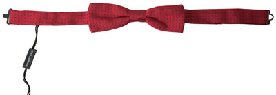 Red Silk Polka Dot Adjustable Neck Men Bow Tie