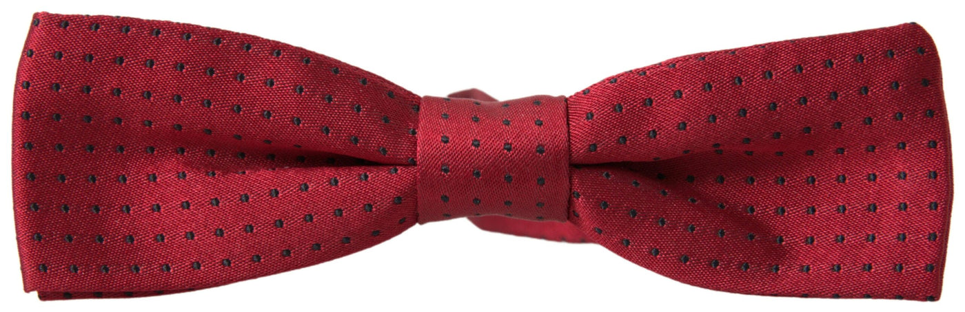 Red Silk Polka Dot Adjustable Neck Men Bow Tie