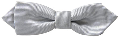 Gray Silk Adjustable Men Neck Papillon Bow Tie