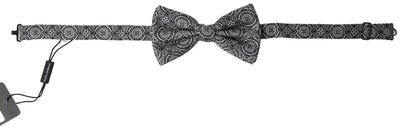 Black White Pattern Adjustable Neck Papillon Bow Tie