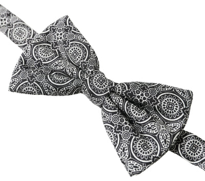 Black White Pattern Adjustable Neck Papillon Bow Tie