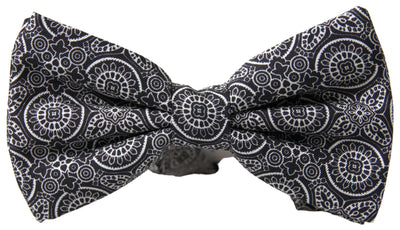 Black White Pattern Adjustable Neck Papillon Bow Tie