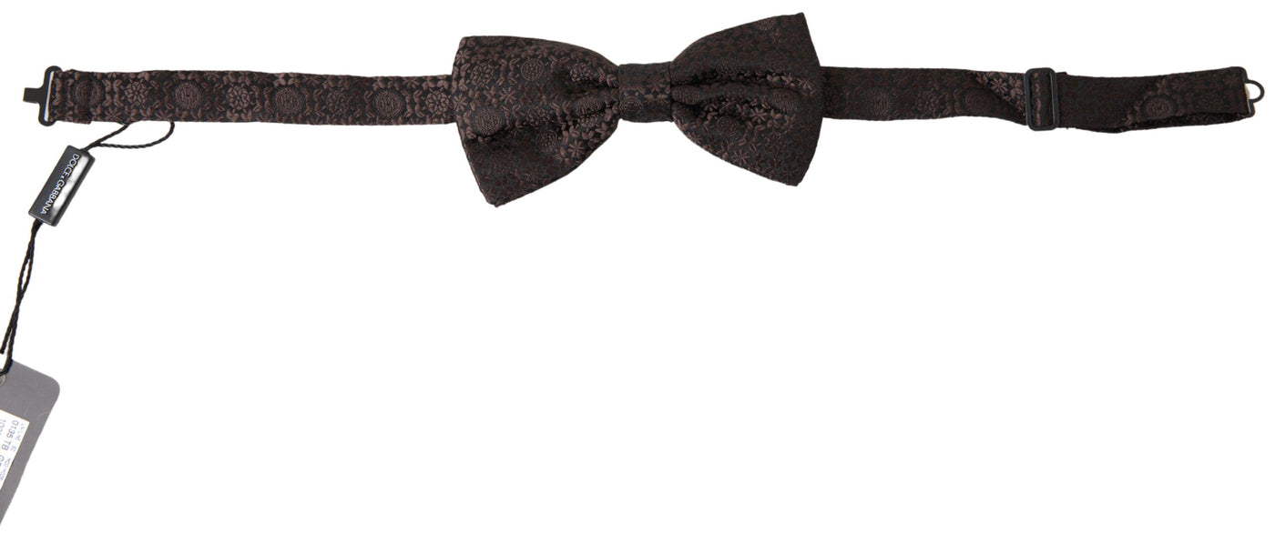 Brown Floral Jacquard Adjustable Neck Papillon Bow Tie