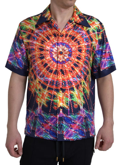 Multicolor Luminarie Print Men Shirt Silk