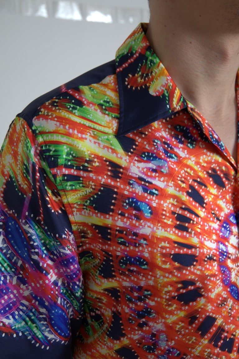 Multicolor Luminarie Print Men Shirt Silk