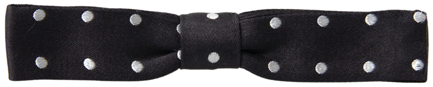 Black Polka Dot Silk Adjustable Men Neck Papillon Bow Tie