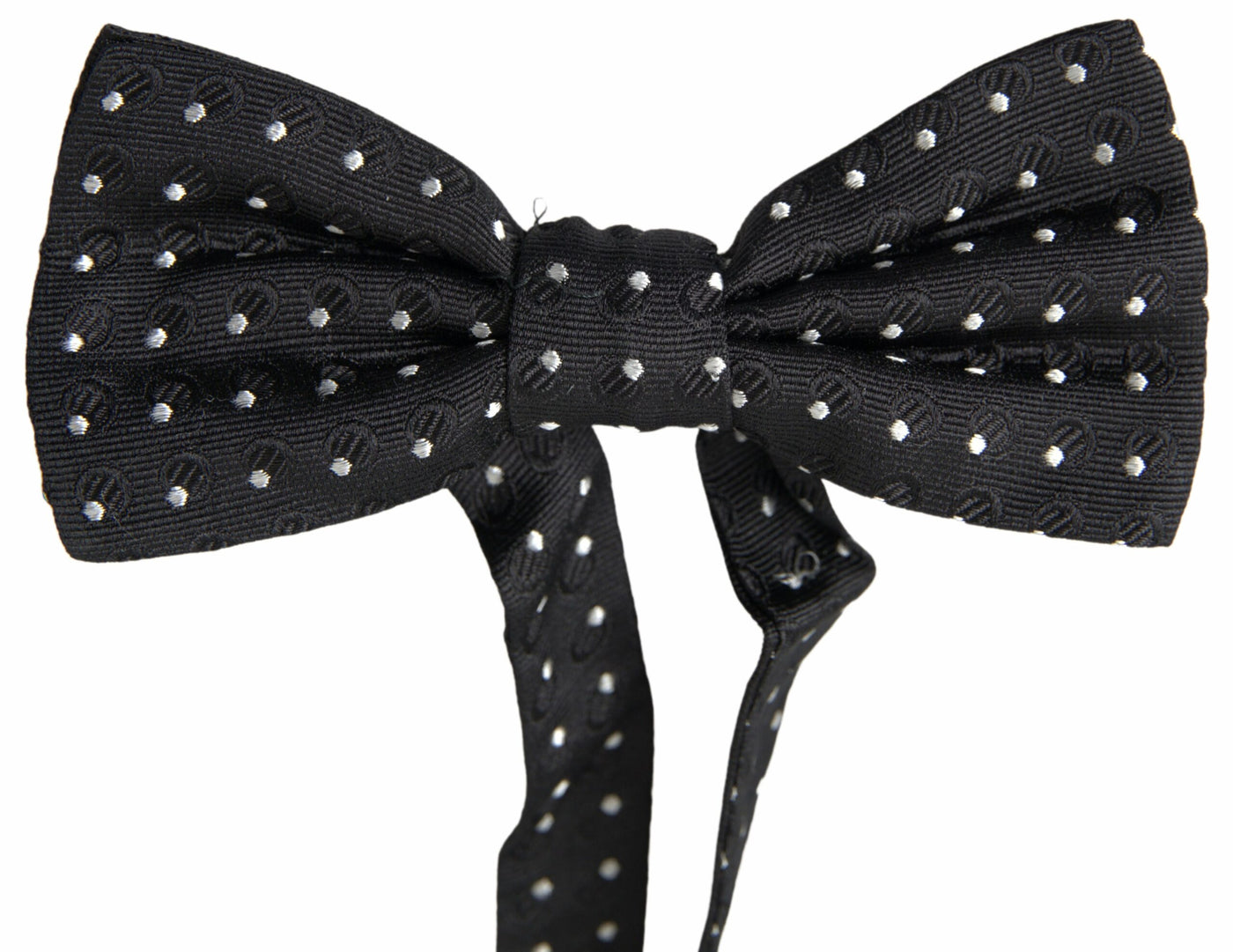 Black Polka Dot Silk Adjustable Men Neck Papillon Bow Tie