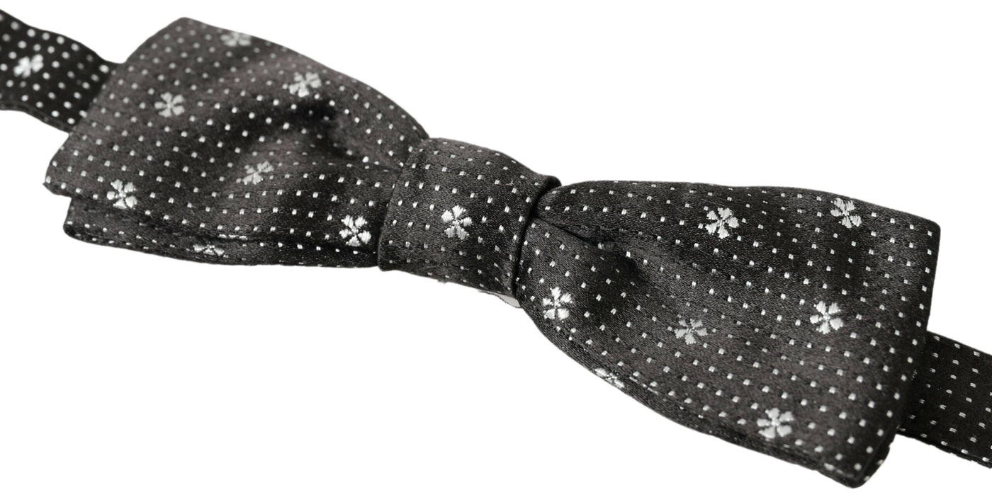 Black Patterned Silk Adjustable Men Neck Papillon Bow Tie