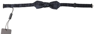 Blue Polka Dot Silk Adjustable Men Neck Papillon Bow Tie