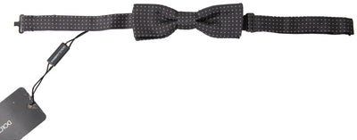 Black Polka Dot Silk Adjustable Men Neck Papillon Bow Tie