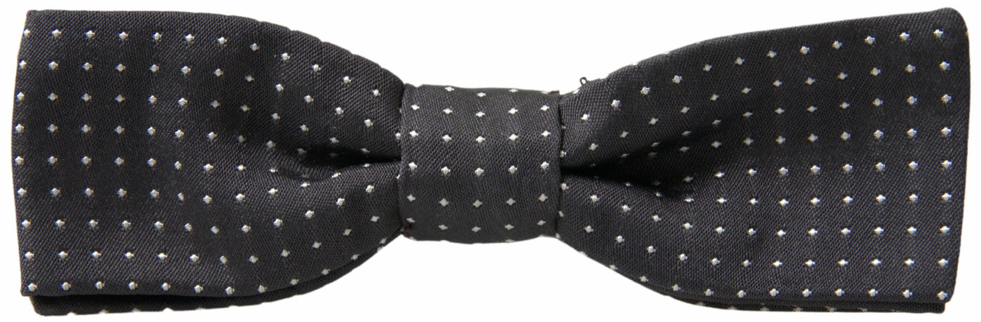 Black Polka Dot Silk Adjustable Men Neck Papillon Bow Tie