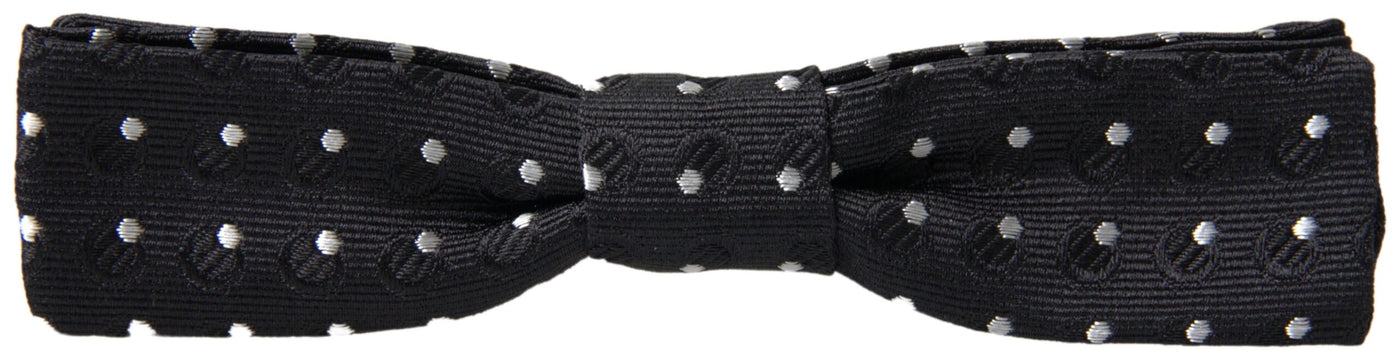 Black Polka Dot Silk Adjustable Men Neck Papillon Bow Tie