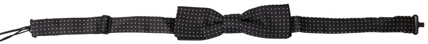 Black Polka Dot Silk Adjustable Men Neck Papillon Bow Tie