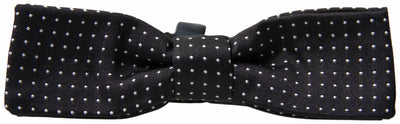 Black Polka Dot Silk Adjustable Men Neck Papillon Bow Tie