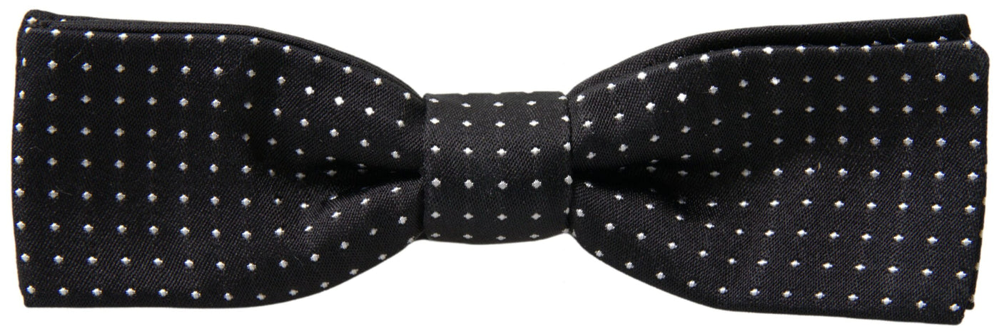 Black Polka Dot Silk Adjustable Men Neck Papillon Bow Tie