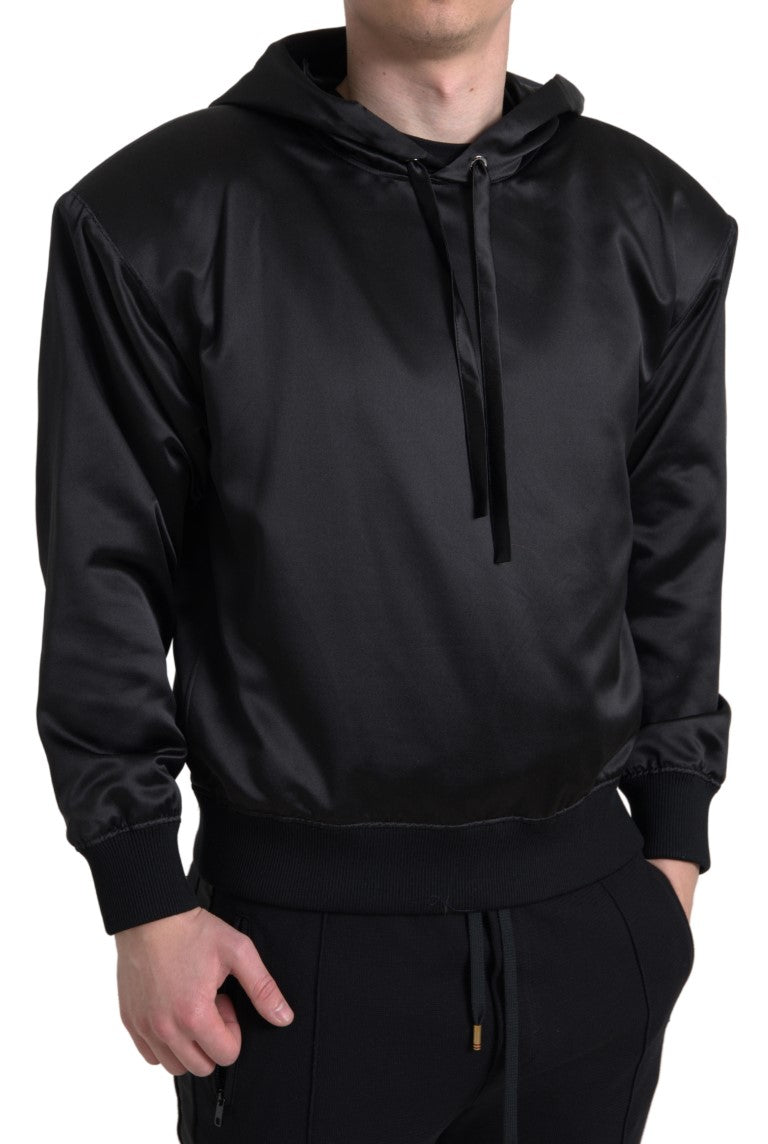 Black Silk Men Hoodie Pullover Sweater