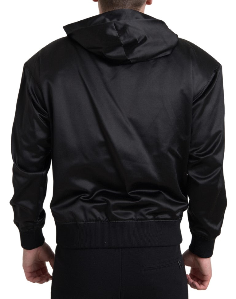 Black Silk Men Hoodie Pullover Sweater