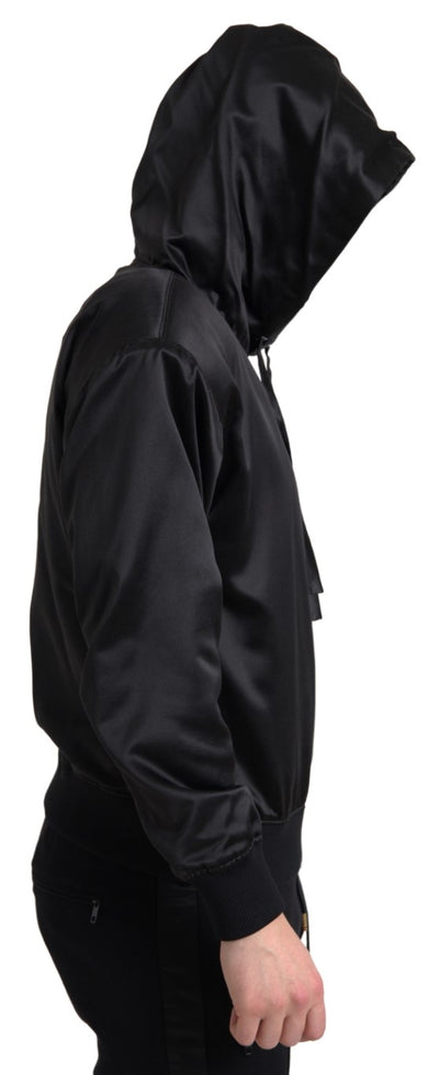 Black Silk Men Hoodie Pullover Sweater