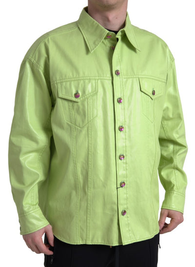 Green Cotton Collared Button Down Shirt